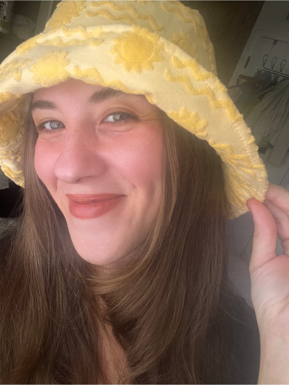 Lack Of Color Yellow Textured Floral Bucket Hat